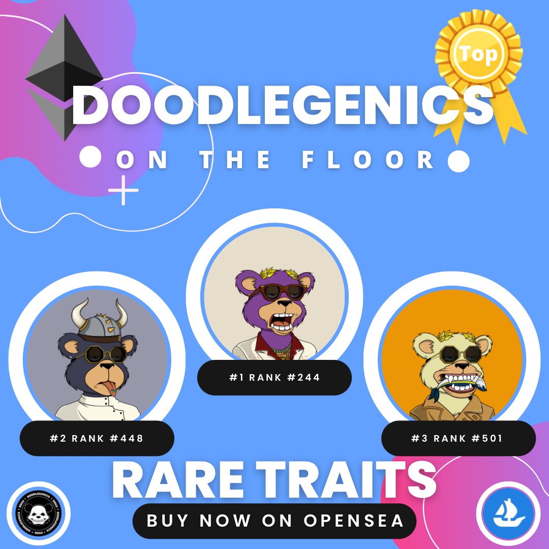 Who still needs a @Doodlegenics NFT? Here Are Top Traits On The Floor Now! Buy From @opensea Visit Link In My Bio Show Me Your #Doodlegenics 🐻 NFTs Repost & Tag A Friend 💰Floor 🧹Sweep