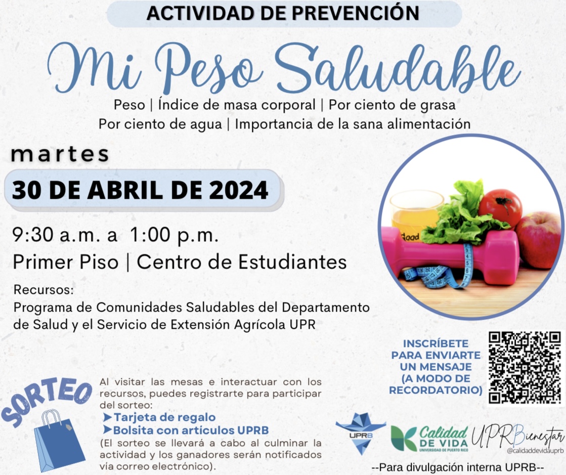 ¡Salud en acción! Te esperamos el martes, 30 de abril, en el Centro de Estudiantes de UPR Bayamón. ¡No faltes!
#uprb #siguelaseñalvaquera #fuerzavaqueraenacción