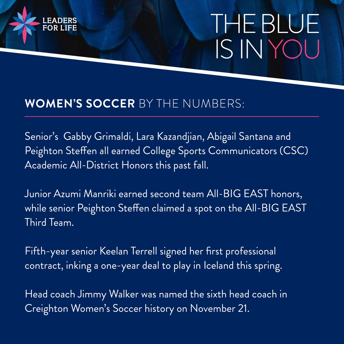 The women’s soccer team brought the heat this season 💪⚽💙 Give today at gocreighton.com/leadersforlife #TheBlueIsInYou #WomenInSports #WomenLeaders #LeadersForLife