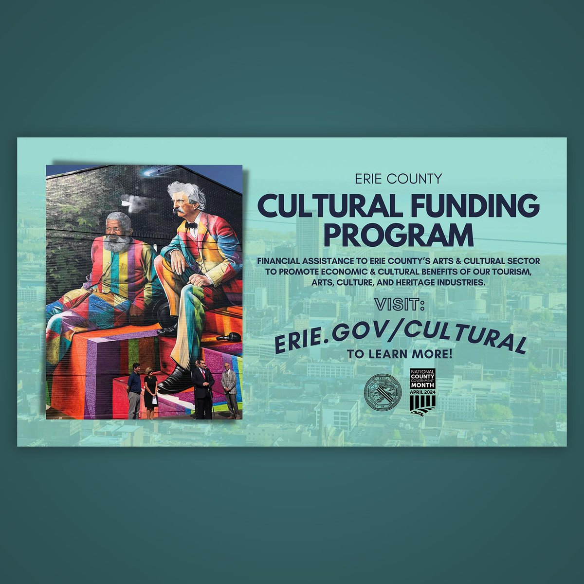 During #NationalCountyGovernmentMonth we're spotlighting programs that enrich the quality of life & economic vitality of our region. Today it's the Cultural Funding Program, supporting our community's vibrant arts & cultural organizations.

More at: erie.gov/cultural