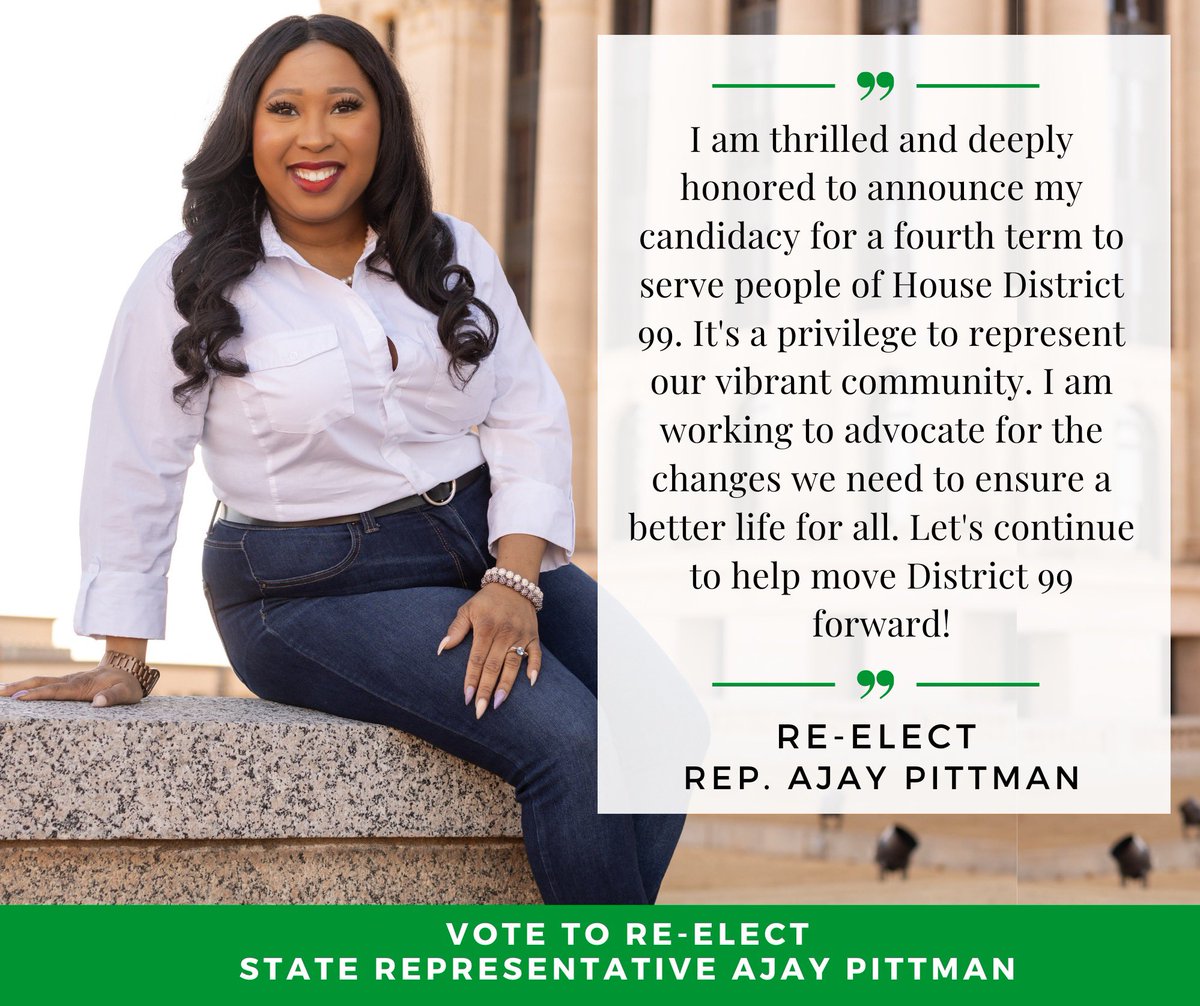 Let’s Do it again HD99! I would be honored to have your vote again on Tuesday June 18th in the primary election 🗳️ 
For more information please visit linktr.ee/repajaypittman

#2024election #primaryelection #june18 #pittman4hd99 #community #repajaypittman #vote #hd99