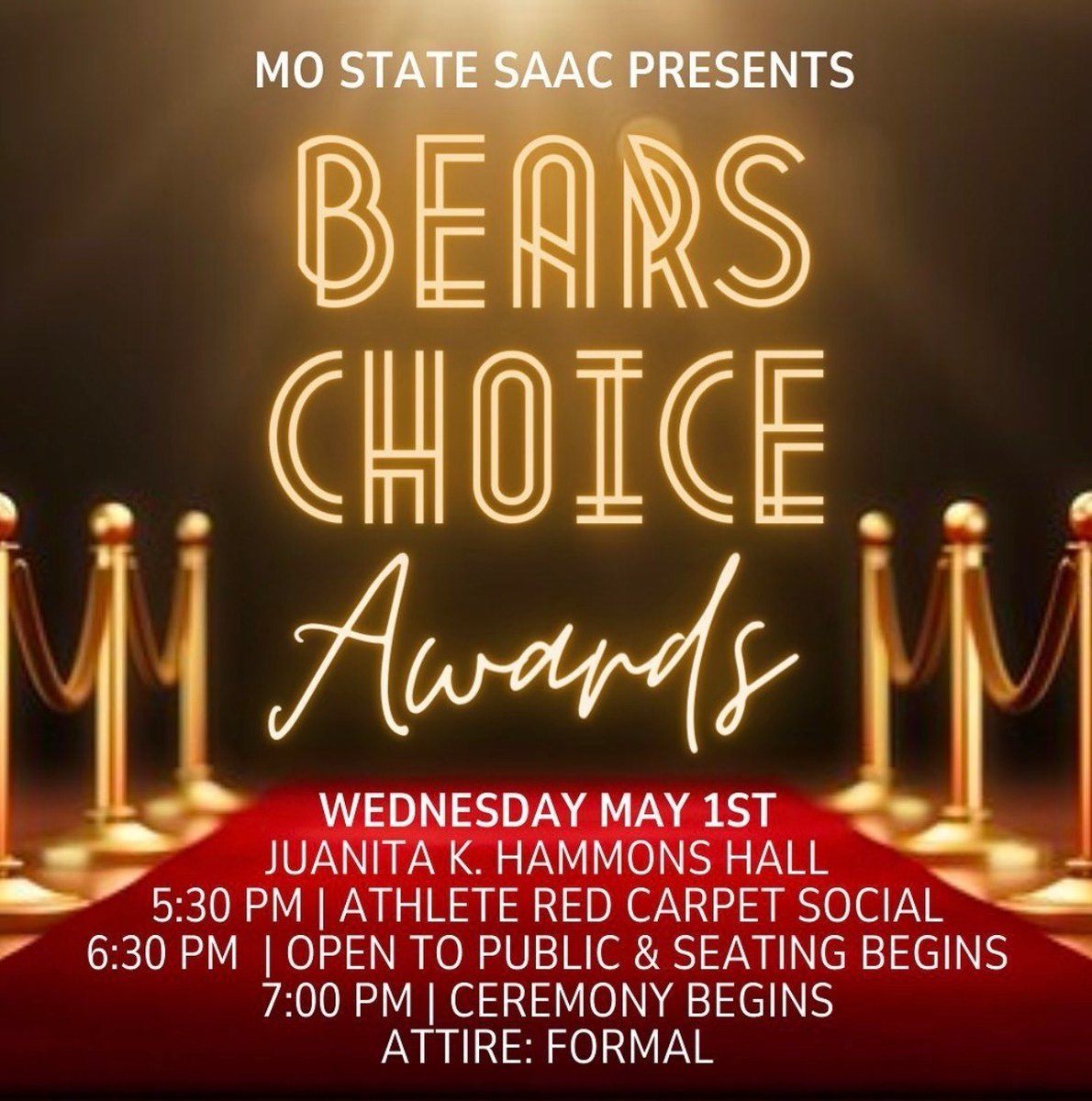 The 2024 Bears Choice Awards presented by @SAACMOState take place this Wednesday, May 1st! Stay tuned over the next few days as we highlight some of this year's nominees! #BearsChoiceAwards