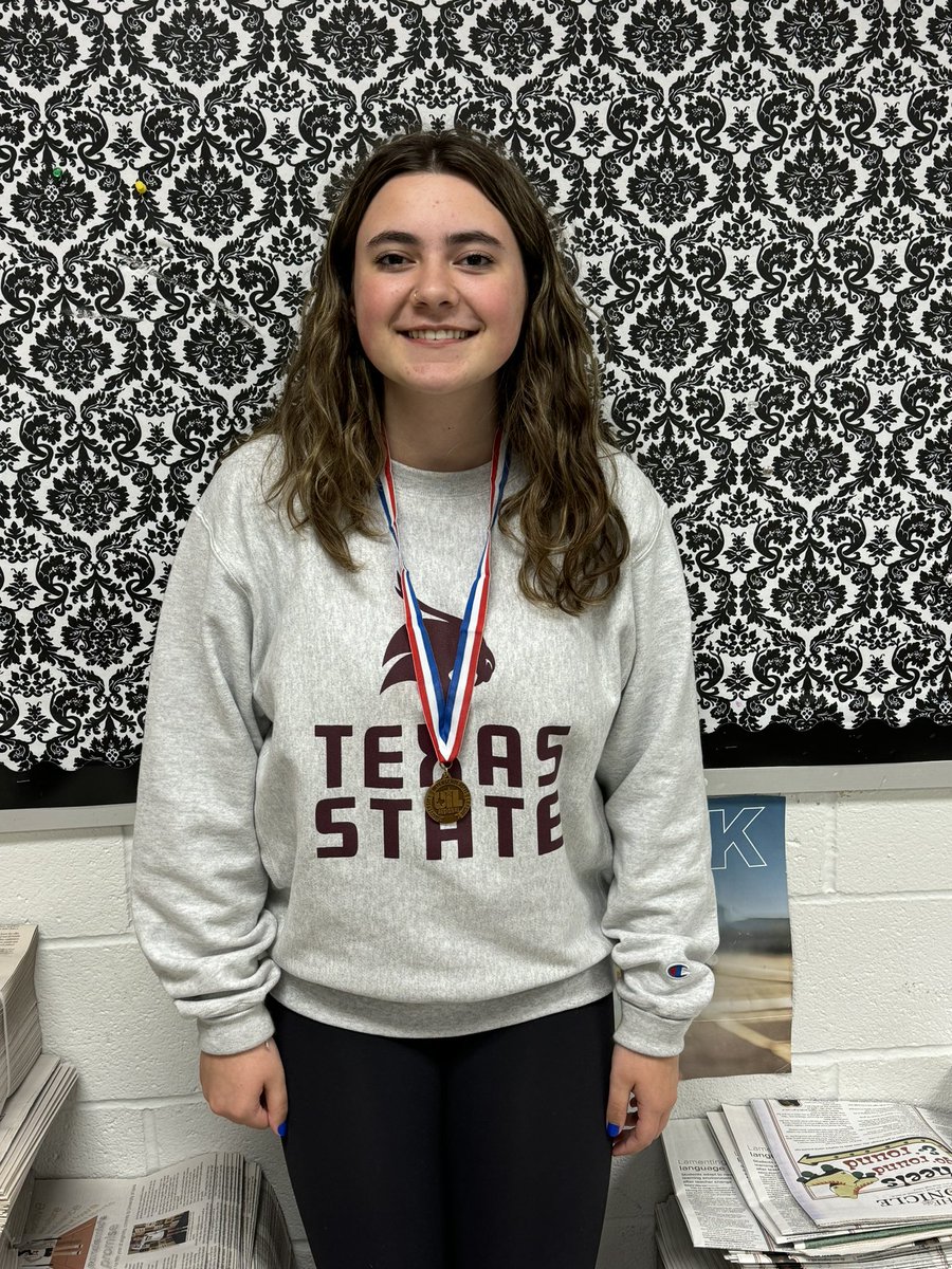 Congratulations to Elizabeth McKay for placing 6th in Feature Writing at the UIL Regional Meet this weekend. #a113 #uilstate