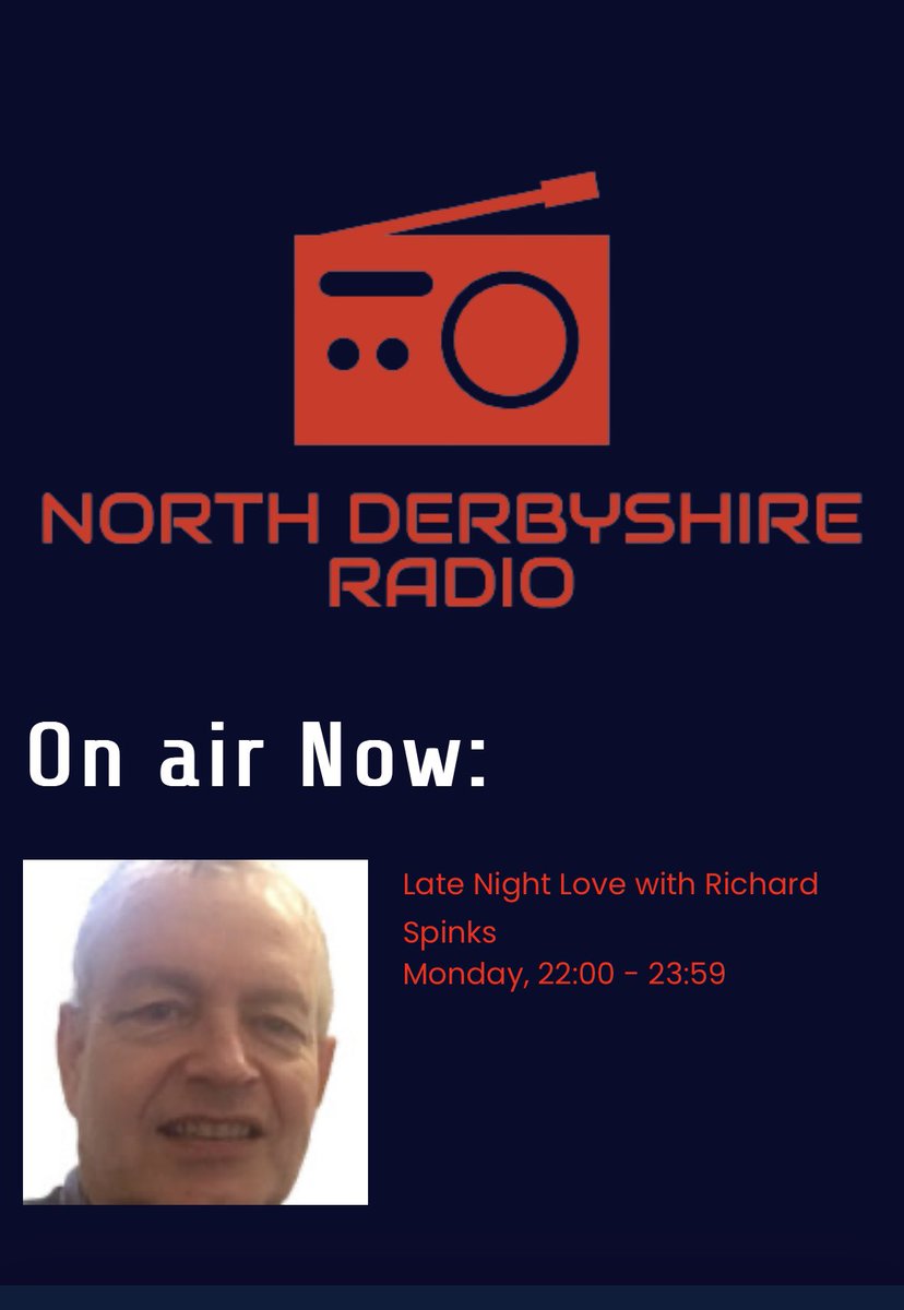 Finish your day with late night radio legend Richard Spinks Late night love is on until midnight Listen here northderbyshireradio.com Ask Alexa to enable the North Derbyshire Radio skill