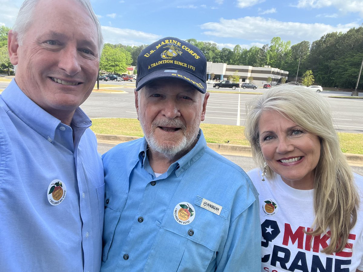 craneforamerica's tweet photo. Got to cast my ballot today alongside the man who made me into who I am today. 

It’s an honor to have your vote, Dad. #GA03 https://t.co/39MNlcRdOG