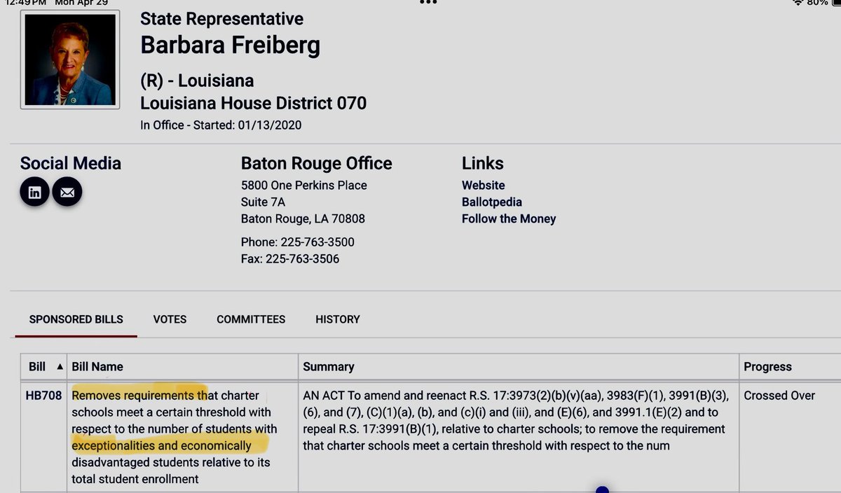 Please share call to action. 
Please call or email this representative and tell her your stories of discrimination in New Orleans semi public charter schools .
#NPE #NPR  #DSC #ETBC #fhf #BlackTwitter #foryou #Justice #DisabilityRights  #MommyClub #RTFA #NOLA @ravitch_diane
