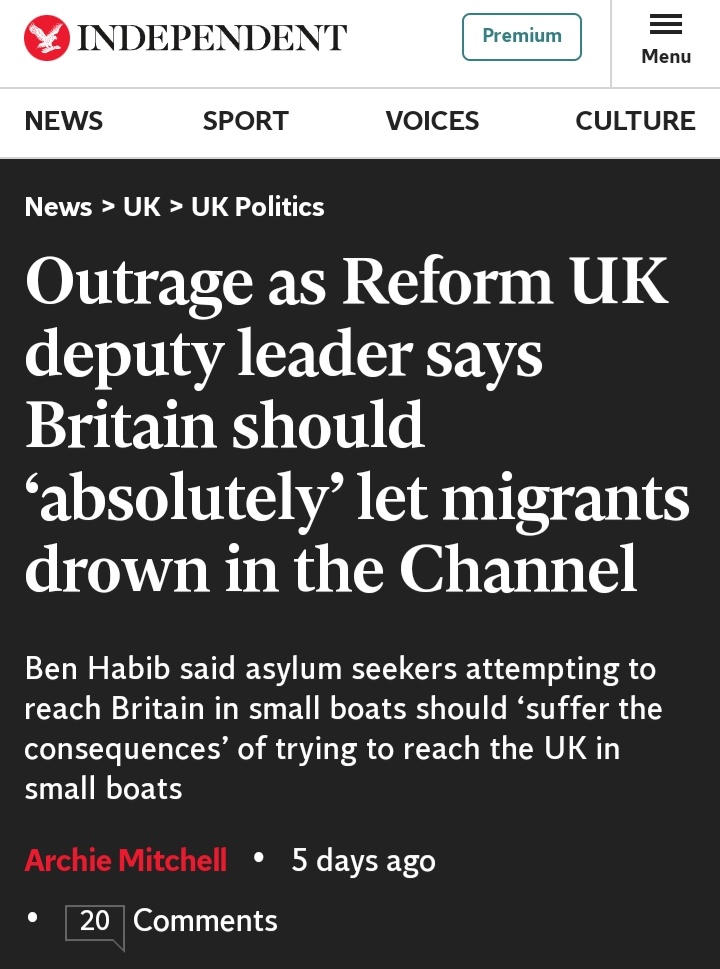 Reform UK's co-Deputy Leader, Spiked-reading Pakistan-born Ben Habib - real name Benyamin Naeem Habib - continues to show the world what a disgusting, divisive bigoted bastard he truly is. His rhetoric is now indistinguishable from that of any other hateful far-right extremist.