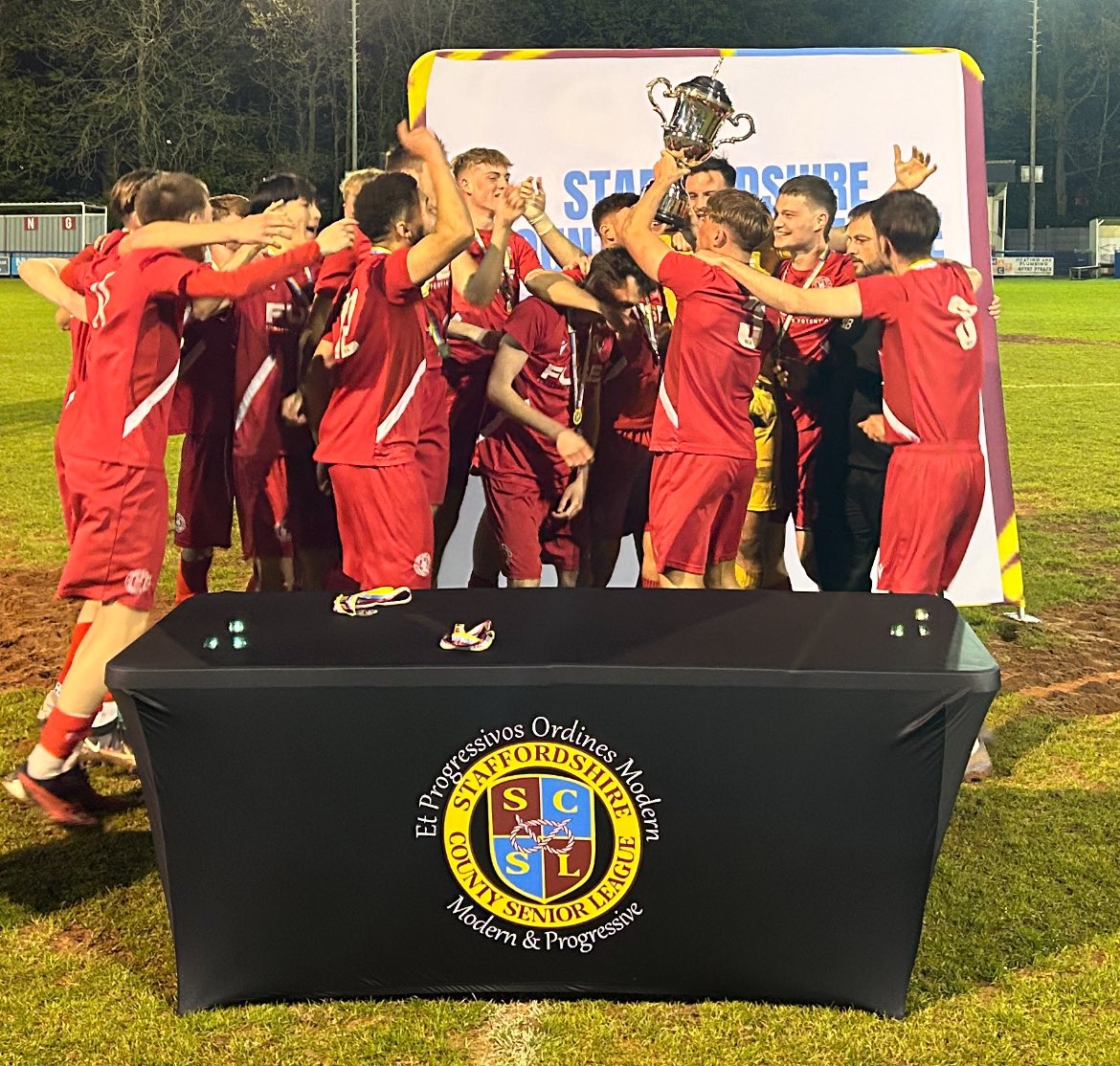 Congratulations to @StaffordTown1st Development who defeated @KeeleUniversity FC 4-3 in the @staffscountysl President’s Cup Final. We were delighted to host such a thrilling final.