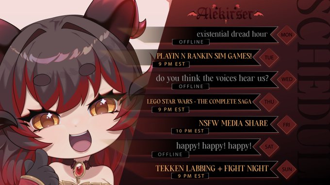 MY SCHEDULE FOR THIS WEEK! (APR 29 - MAY 5)
MAY IS APPROACHING!!!!

art by mainlian (nano) https://t