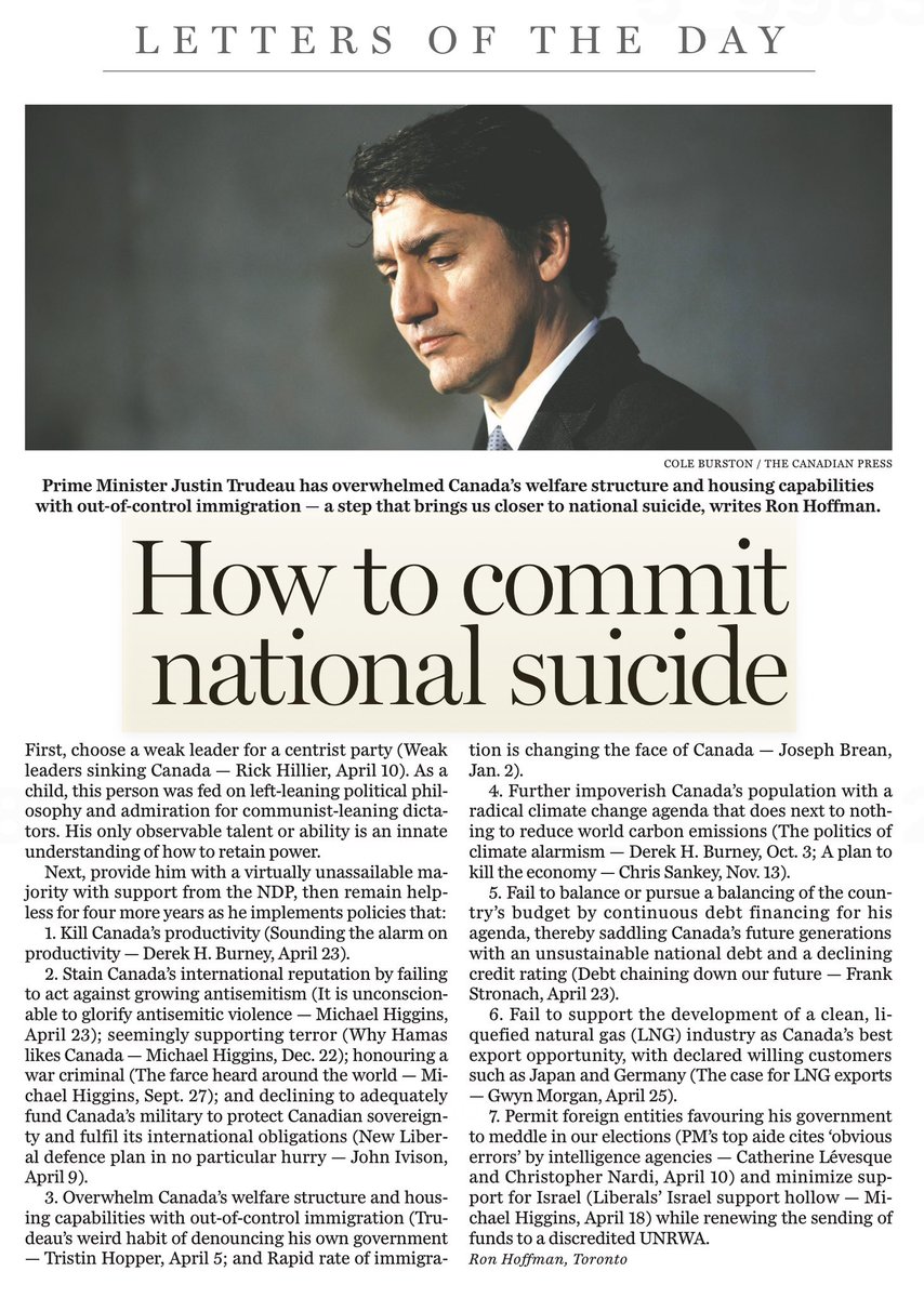How can anyone still support the liberal government.   They continue to prove to us that they have no intention of actually fixing anything.  They just double down on bad policy’s never changing course.  Why?   Here’s a good @nationalpost article.  The deliberate destruction of a…