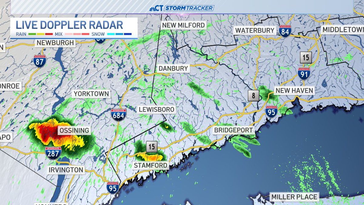 Some showers in southwestern Connecticut and a thunderstorm heading into Westchester County. Expect some showers and even some thunder this evening.