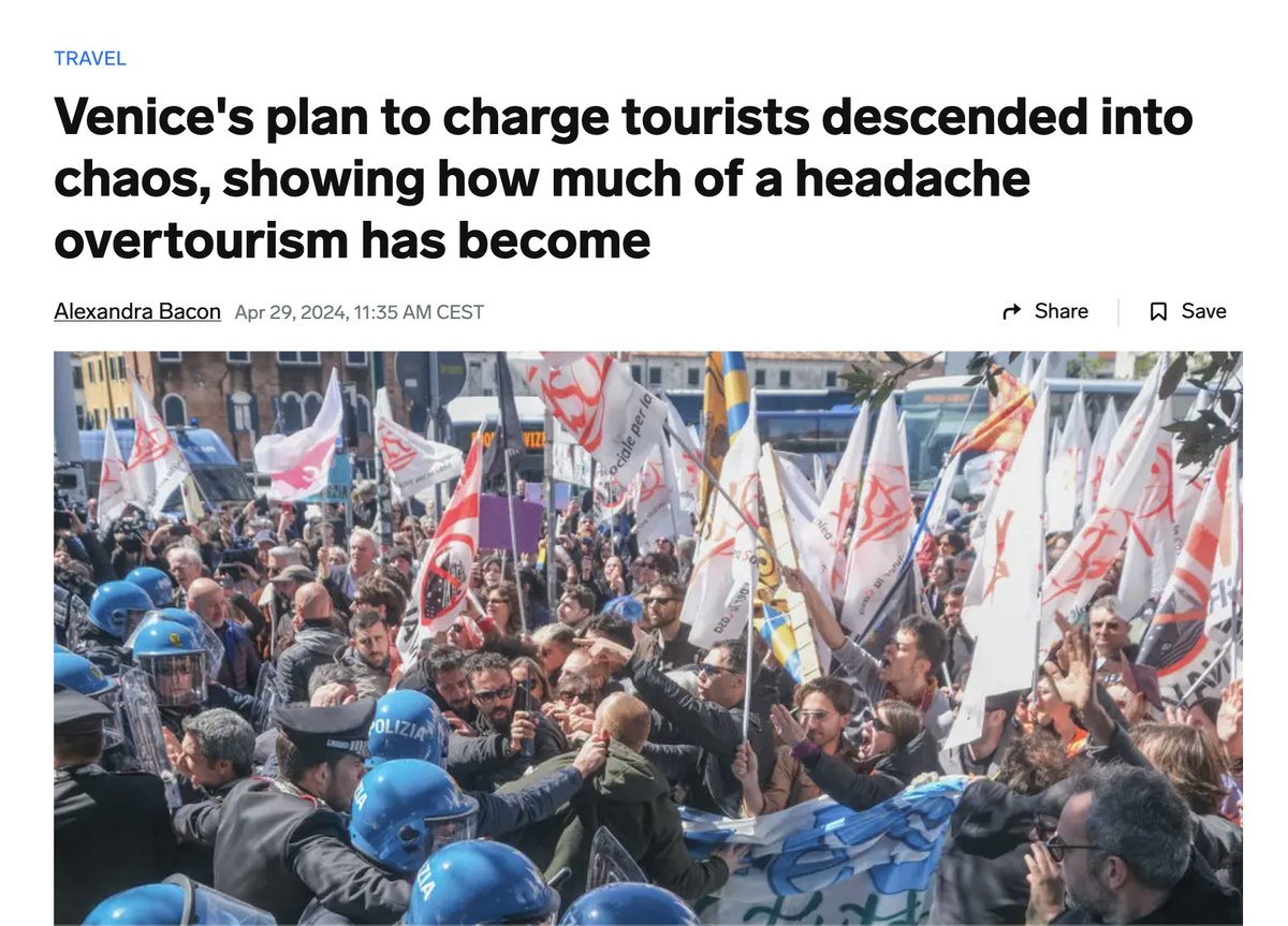 The insanity of European countries admitting that:
'Overtourism' is a problem. 
aka People with Money coming to spend
BUT
Mass illegal immigration is NOT 
aka Poor people coming to take your money and do crime

It's madness over here!