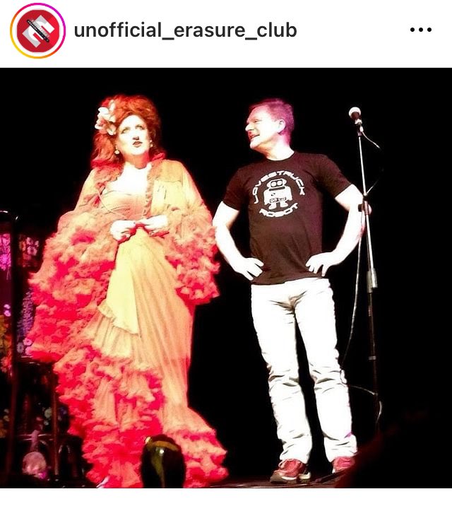 Over on Instagram, photo of Andy Bell joining me back in 2014 for my Fabaret Show @theartstheatre such a lovely person @AndyBell_info seen him recently @VinandOmi show, as we are both in their film, a joy as ever X