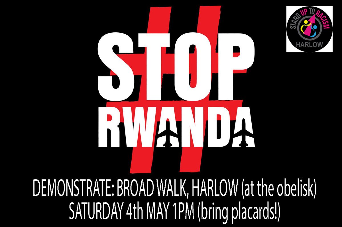 This Saturday. Hope to see Harlow and district folk at this. We have to stand up to this horror. #StopRwanda #RefugeesWelcome