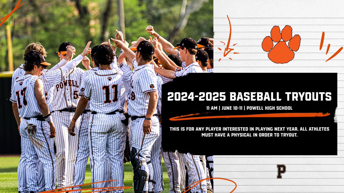Mark your calendars! Try outs for the 2024-2025 season will take place June 10-11 at Powell High School. No sign ups, just show up ready to play. #WinnersWin