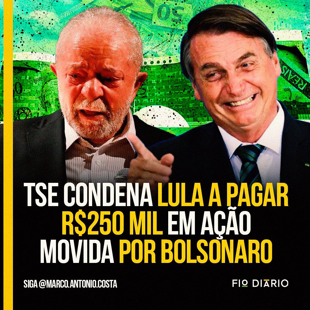🔥AGORA: O TSE deu razão a Jair Bolsonaro e sua coligação ao julgar procedente uma representação contra Lula e sua coligação. A Corte condenou Lula e seus aliados a pagar uma multa de 250.000 reais por impulsionamento de propaganda eleitoral negativa na internet. A relatora do…