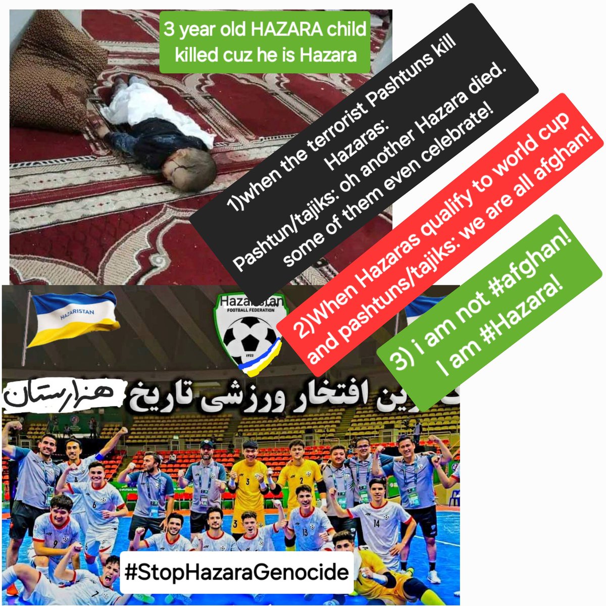 They kill Hazaras, child and old. Men and woman. Hazara child killed by The terrorist of pashtun/tajik.
#StopHazaraGenocide