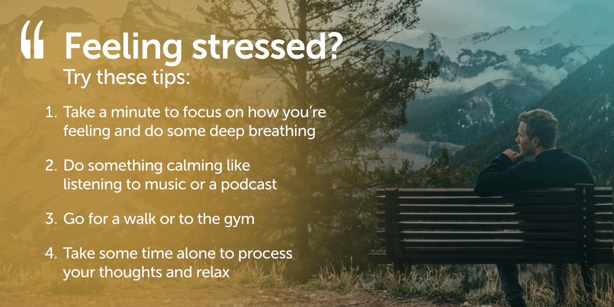 Next time you’re feeling stressed, try using these tips to help you feel relaxed. Sometimes, taking ourselves out of the situation for a few minutes can help us feel better. #MensMentalHealthMondays #MensMentalHealth