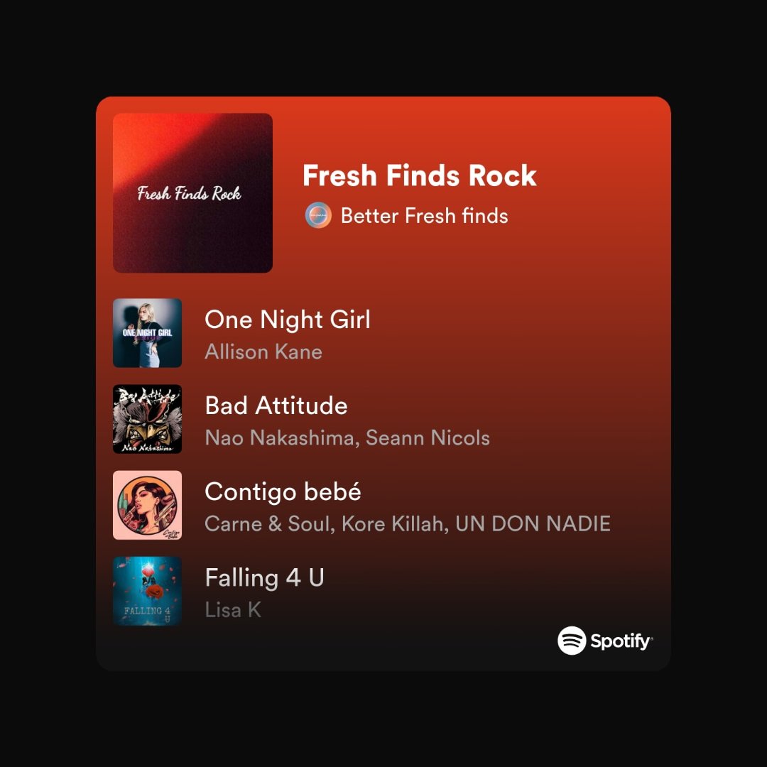 Thrilled to be included in this playlist featuring a fantastic blend of lively songs and talented musicians! Big thanks to @betterfreshfinds 🔥🎶 Listen here: open.spotify.com/playlist/3nDad… #spotify #spotifyartist #spotifyplaylist #playlist #Electrified #instagood #instapost