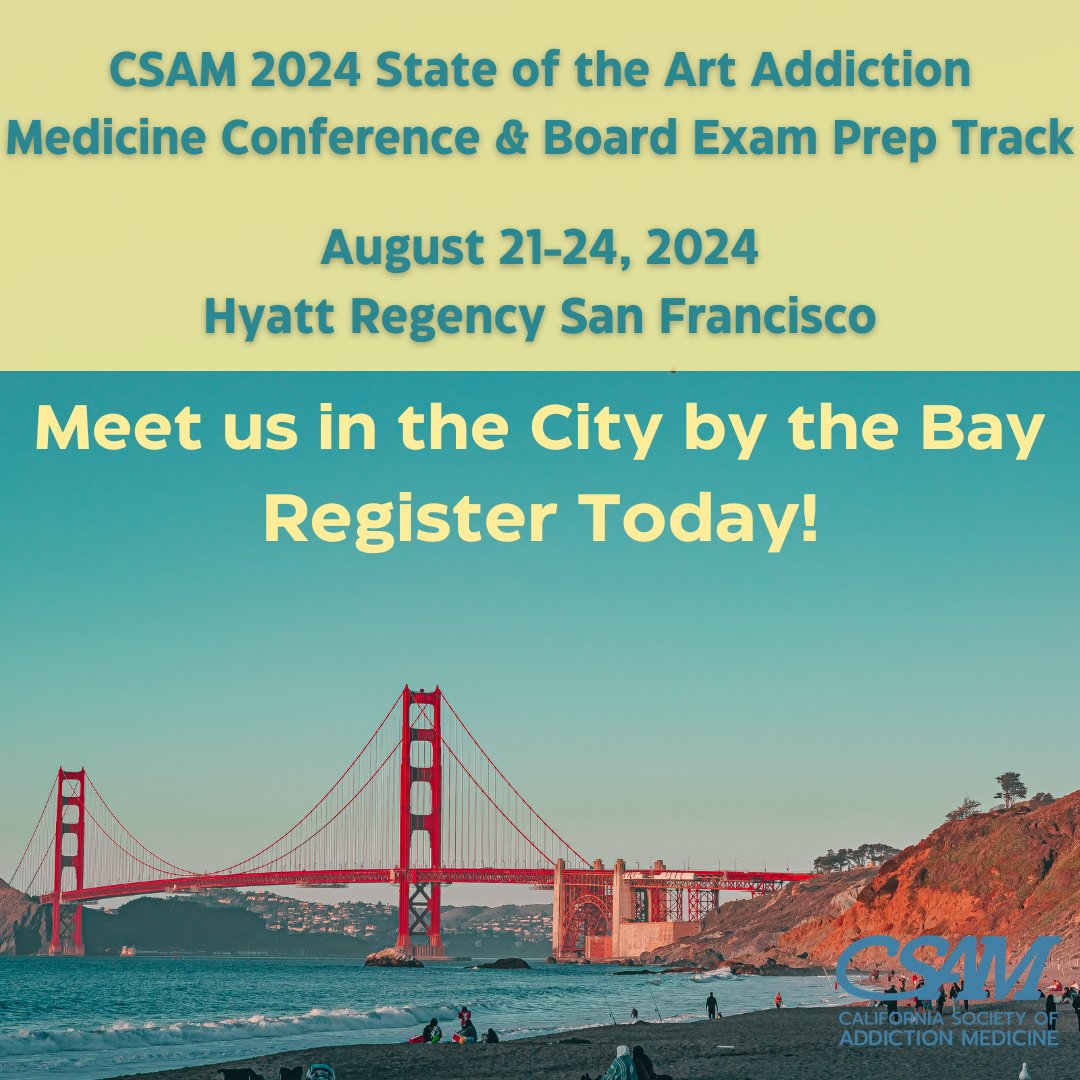 Register for CSAM's 2024 State of the Art Conference! The theme is Social and Commercial Determinants of Health (SDoH & CDoH), traditional, innovative and evolving trends in addiction medicine. Join us in SF and register here: ow.ly/ZcYz50RrkqR.