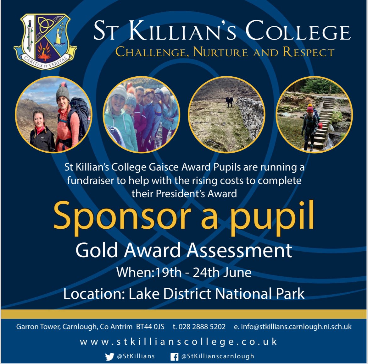 🌟 Investing in our young people! 🌟 We are seeking sponsors for each of our dedicated pupils as they embark on their journey to the Lake District to complete their Gold GAISCE President’s Award. Interested in being a part of their adventure? Email the college to learn more