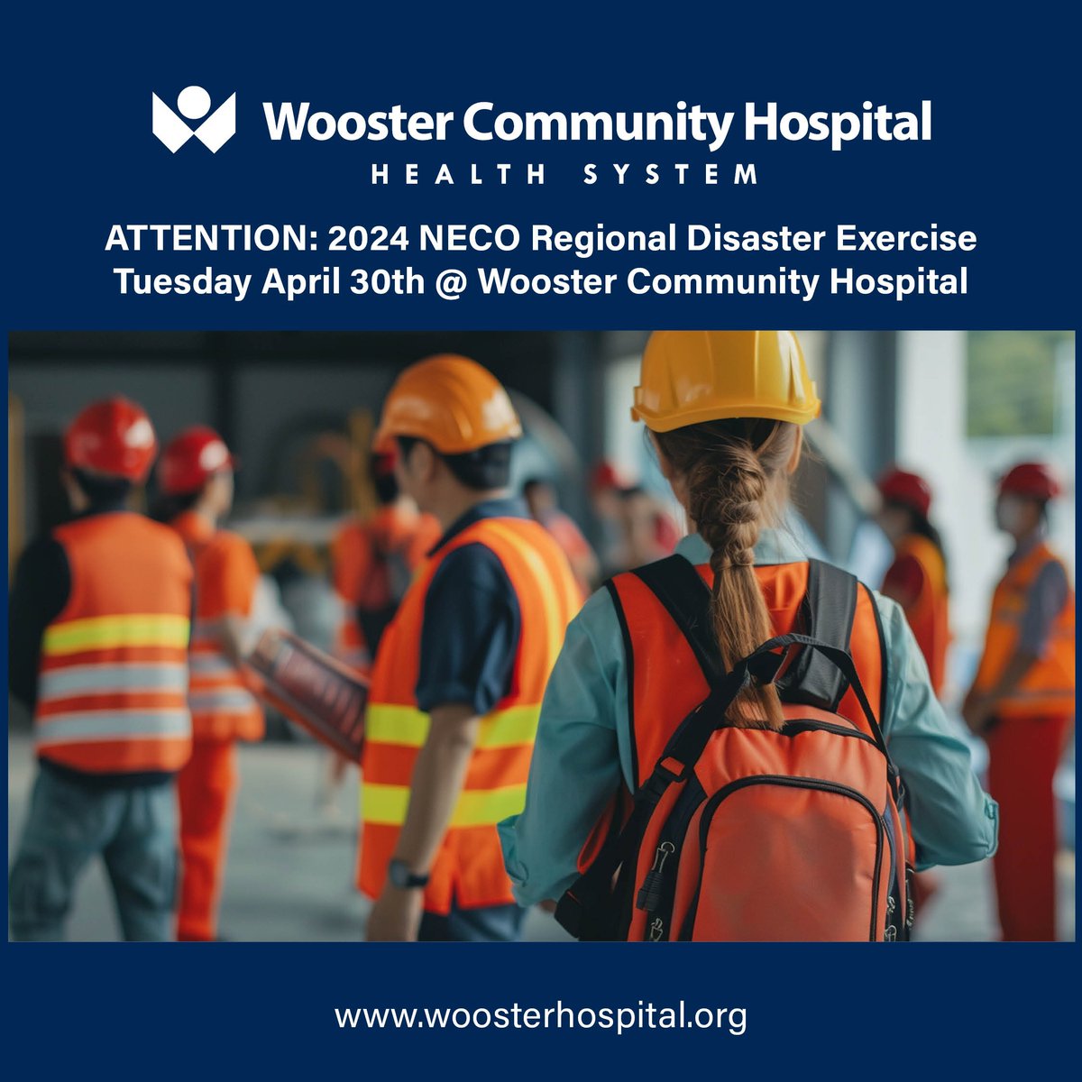 Tuesday, April 30th, WCH will be participating in a Regional Disaster exercise. We will be partnering with local EMS and will be utilizing live actors/actresses as patients. This training is to help prepare hospital staff for when real patient emergencies occur. #WCHCare