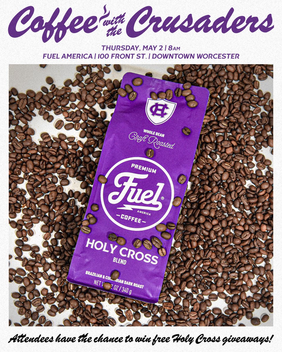 Coffee with the Crusaders returns on Thursday! Join us at Fuel America at 8 a.m. to meet some of our coaches and staff — the first 10 attendees will get a free coffee with the purchase of a food item. #GoCrossGo