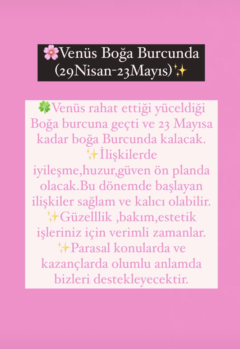 ✨Venüs Boğa Burcunda
#astroloji  #astrolog  #doğumharitası #doğumharitasıanalizi  #doğumharitasıdanışmanlığı #venüsboğaburcunda #kesfet  #keşfetteyim  #kesfetteyiz  #burçlar #gezegenler #astrolojigünlüğü  #astrolojigündemi   #mucizeler  #pozitifdüşünce