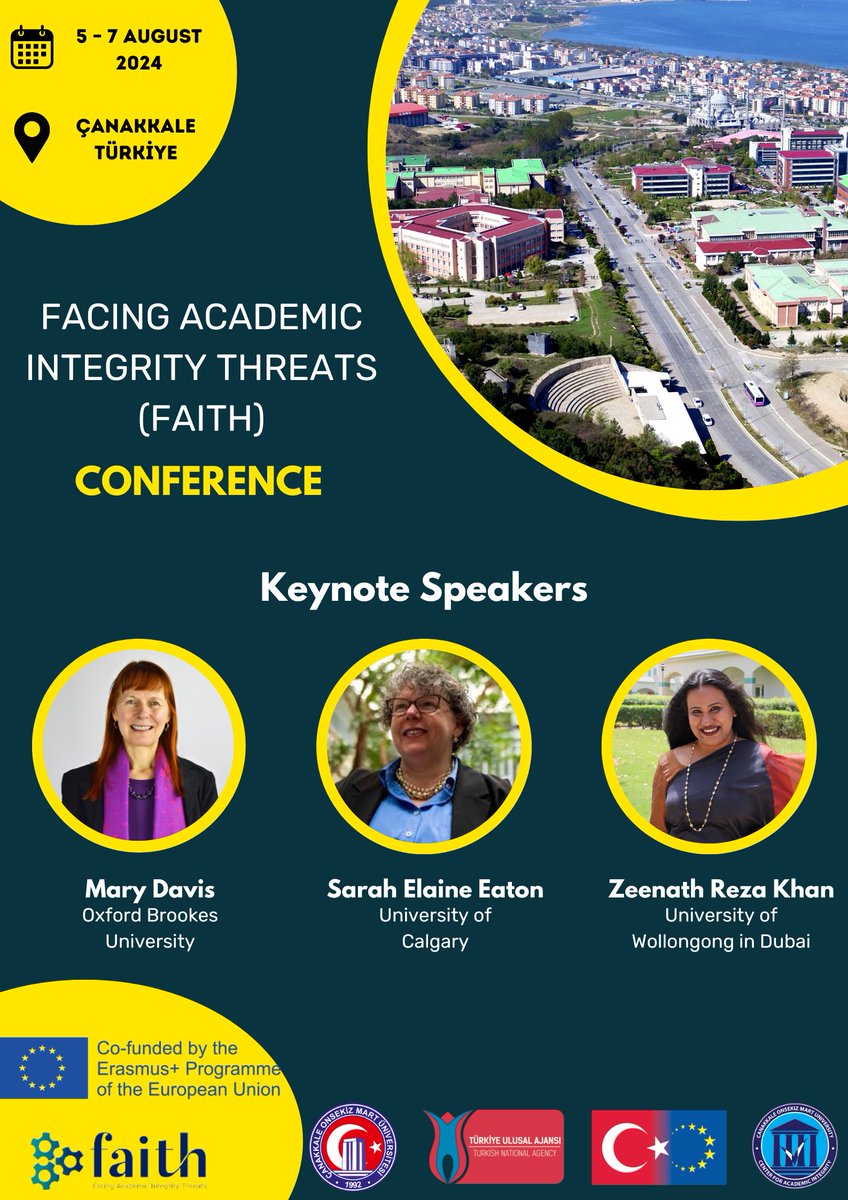 Registration-free FAITH Conference invites scholars & practitioners to a critical dialogue on advancing academic integrity (policy, pedagogy, AI's ethical implications, & support for victims of misconduct). Deadline: May 31 faithproject.info/2024canakkalec… #FAITHConf2024 @comu_cai