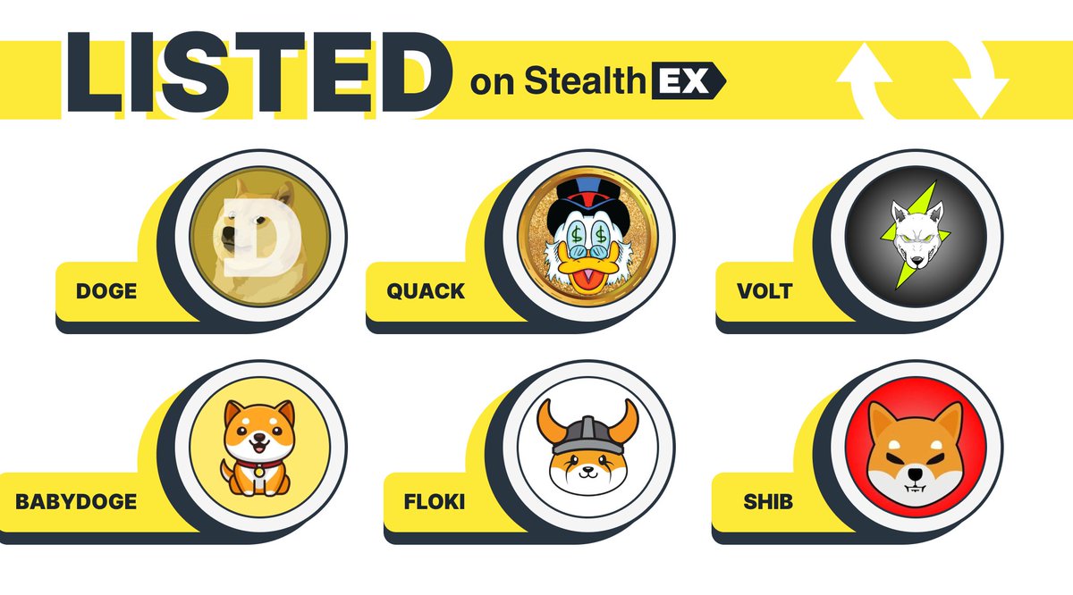 Which coin will you get for #MemeCoinSeason? $DOGE - @dogecoin $QUACK - @RichQuack $VOLT - @VoltInuOfficial #BABYDOGE - @BabyDogeCoin $FLOKI - @RealFlokiInu $SHIB - @Shibtoken Swap your fav tokens on StealthEX 🔽 stealthex.io/?to=doge No registration and limits 🔥