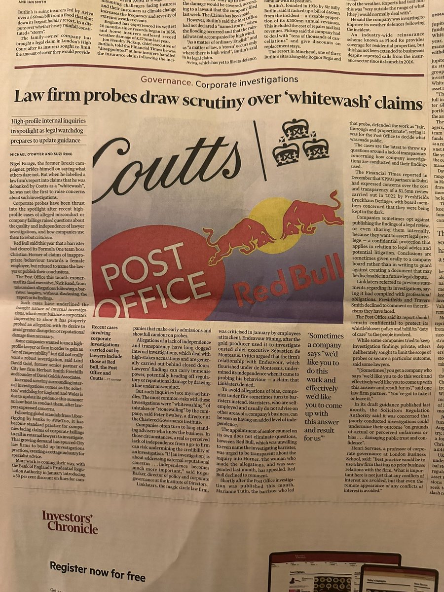 From the questionable investigations at Coutts to the Post Office’s issues, and Wirecard’s infamous cover-up, there’s a troubling trend. I've seen the grim pattern of “whitewashing” first-hand. When firms like Jones Day (jonesday.com) face accusations of conspiring