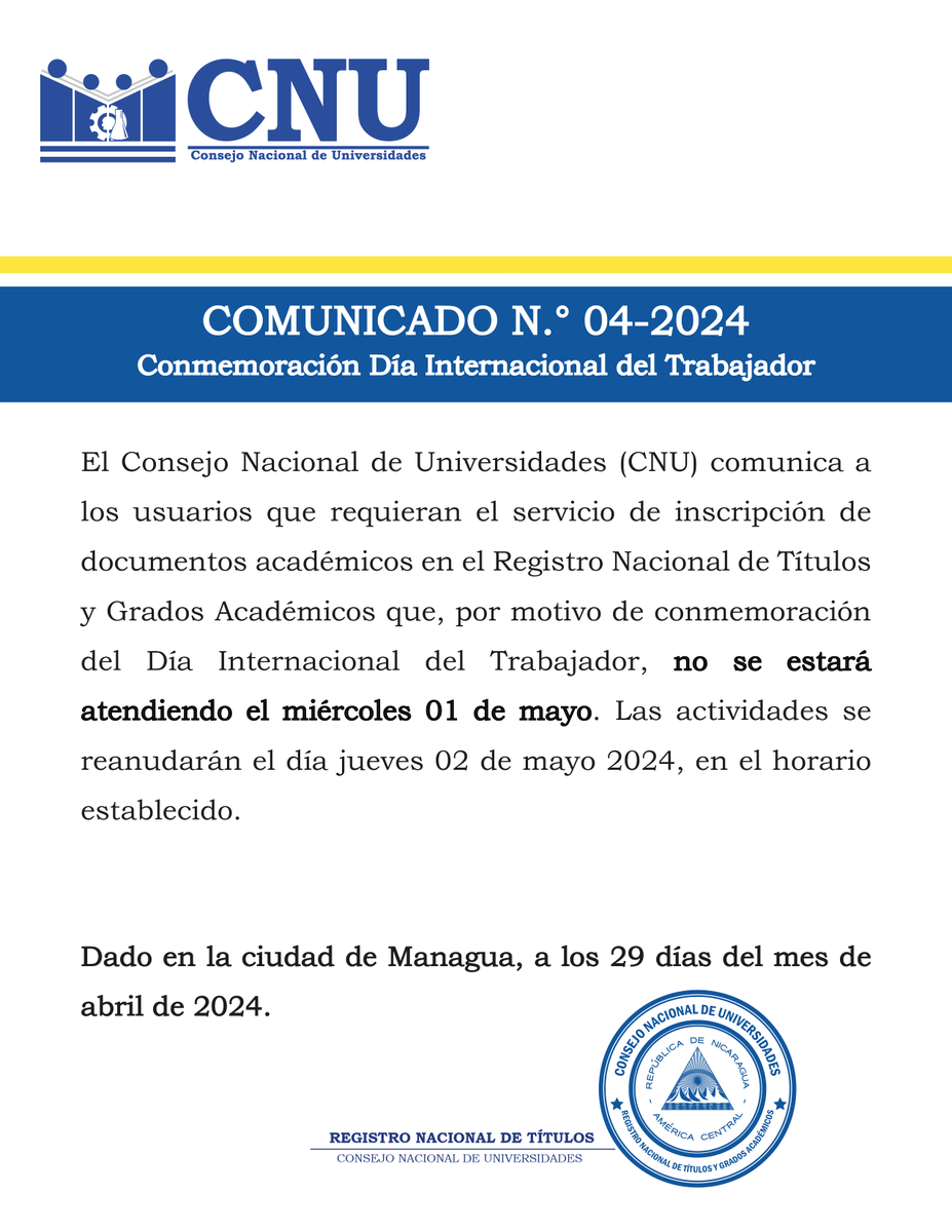 CONSEJO NACIONAL DE UNIVERSIDADES (@CNU_NIC) on Twitter photo 2024-04-29 21:34:54