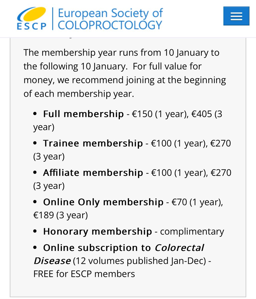 I think for colorectal trainees the @escp_tweets learning resources are really worth the trainee membership fees.