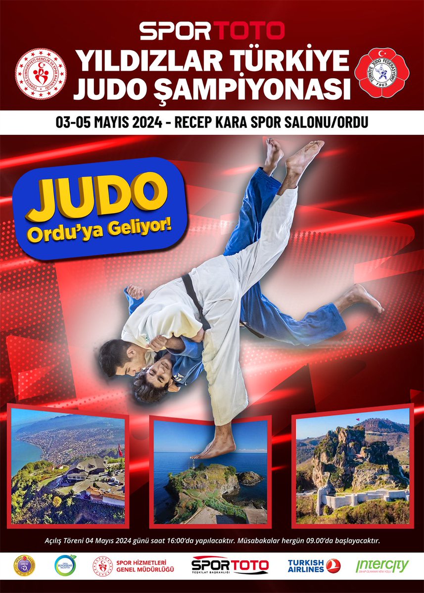 Judokalar Ordu’da Mindere çıkacak

Yıldızlar Türkiye Judo Şampiyonası 3-5 Mayıs 2024 tarihleri arasında Ordu’da Başpehlivan Recep Kara Spor Salonunda yapılacak.

Açılış Seremonisi: 4 Mayıs 2024 Cumartesi günü Saat: 16:00

Judo şölenine davetlisiniz. 🇹🇷🥇🥋