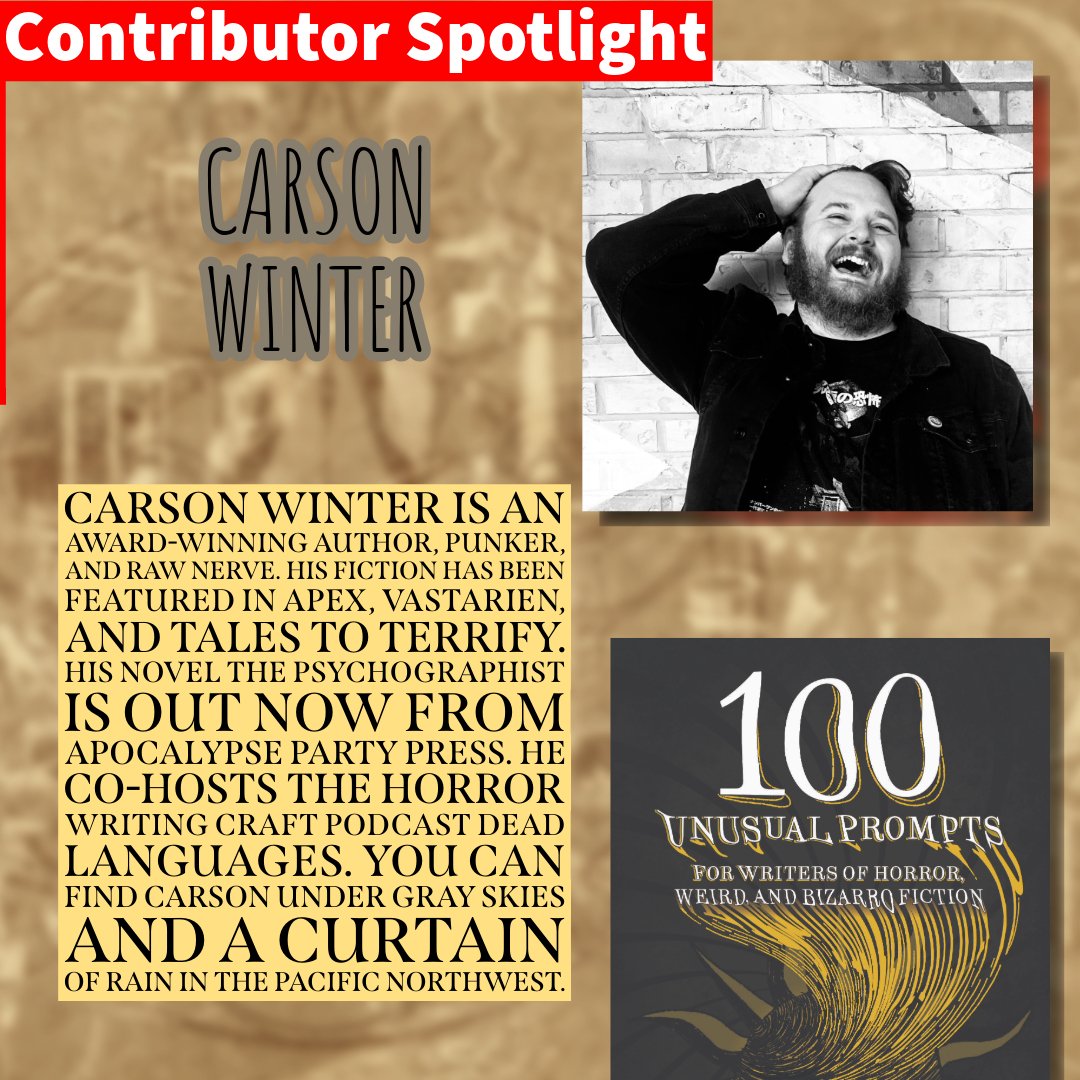 Next up for the #100UnusualPrompts contributor spotlight is the captain of cosmic horror, Carson Winter

Order your copy today: amzn.to/3JDWxmT