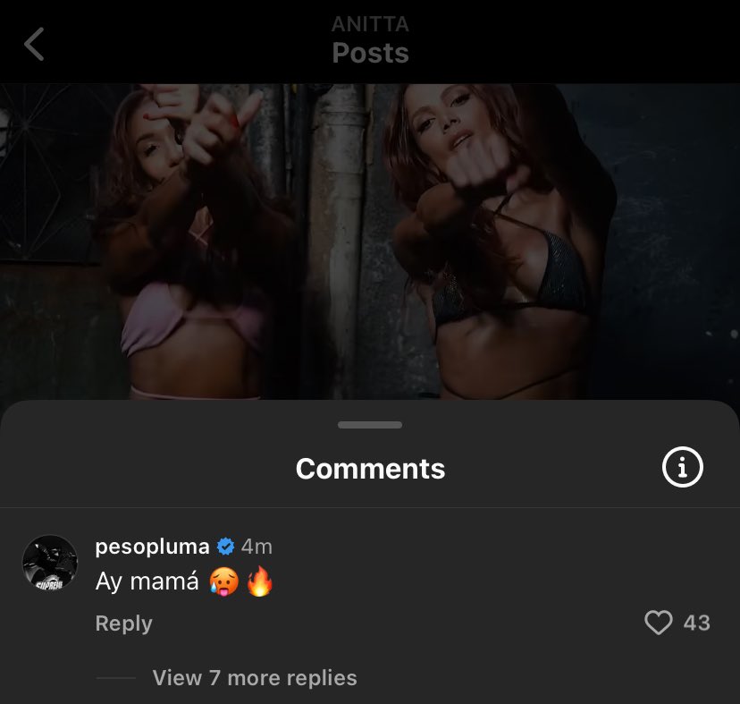 Peso Pluma deixou um comentário no último post da Anitta👀