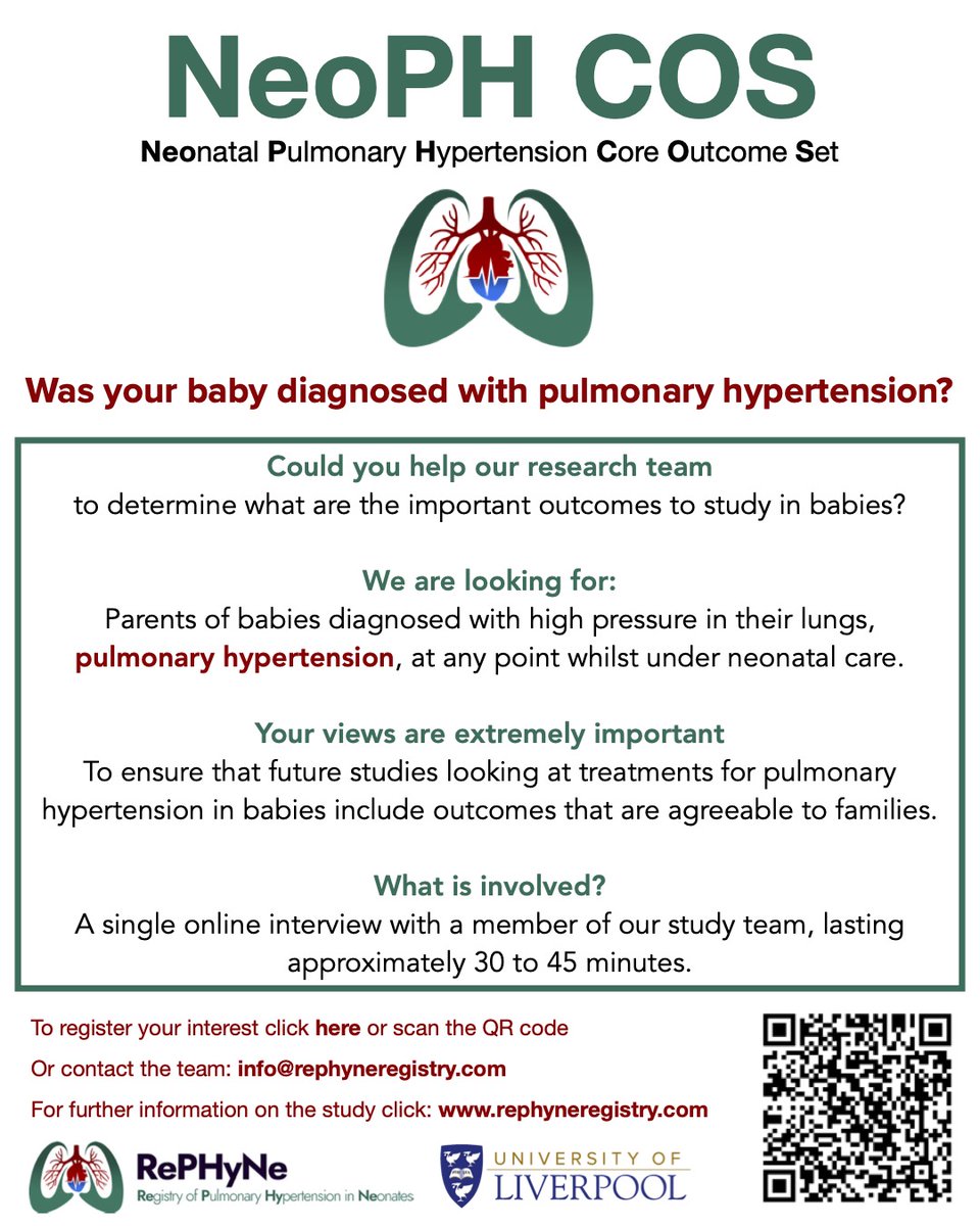 Was your baby diagnosed with pulmonary hypertension (PH)? We are looking for parents of babies with PH to help our research team determine what are the most important outcomes to study. To register your interest: ac.pulse.ly/hmg8v0yvju @Blisscharity @MiracleBabies @PHA_UK