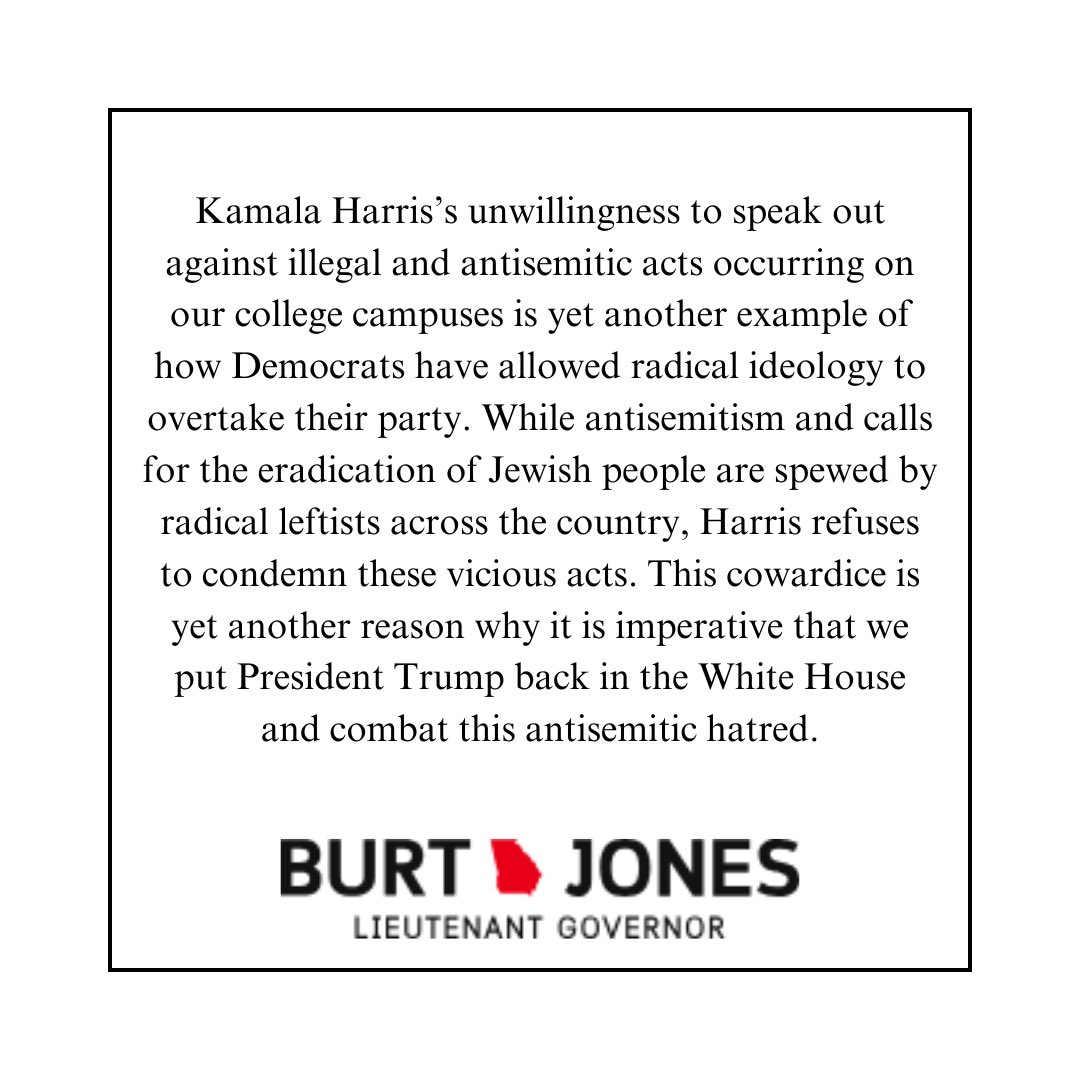 My statement on Kamala Harris’s refusal to condemn the illegal and antisemitic acts on campuses across the country: #gapol