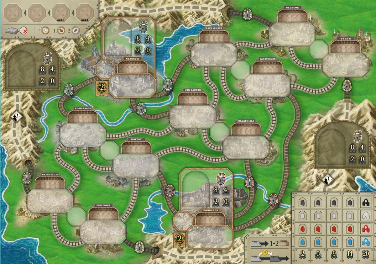 We finished the illustration and graphic design for the train map of our upcoming expansion Clans of Caledonia: Industria! 
Do you have any feedback? 
The expansion will launch soon on Kickstarter, subscribe to be notified of its launch! 
KS page 📷: kickstarter.com/.../clans-of-c…