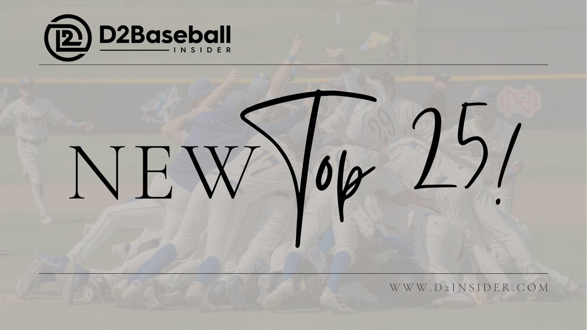 🚨🚨NEW TOP 25 OUT NOW! SEE THE ENTIRE POLL HERE: d2insider.com/rankings   
No Top 5 Changes, But A Huge Jump By Lone Star Conference (@LoneStarConf)  Regular Season Champions Lubbock Christian (@LCU_Baseball) From 1⃣7⃣ TO 🔟!
👉🔝5⃣👇
1⃣TAMPA @UT_Baseball
2⃣CENTRAL MISSOURI…