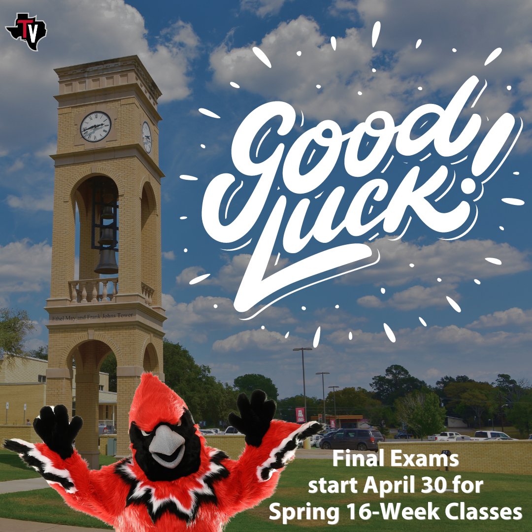 Final exams start April 30, but no need to stress. You've got this Cardinals!

#cardinalpride #finalexams #spring2024