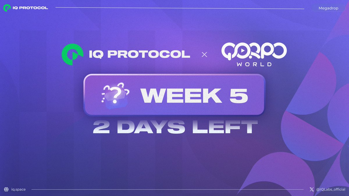 Week 5 of the $IQT MEGADROP campaign is coming to an end! ⚡🧠 Only 2 days left to complete tasks related to @QORPO_world and their amazing games @CitizenConflict @playaneemate Keep your streak alive on @Galxe by completing all of the weekly tasks… you won't regret it 🔥…