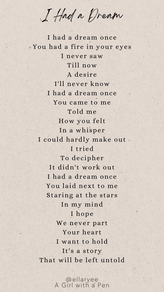 I Had a Dream 🤎
#poetry #poetrytwitter #poetrylovers #poetrymonth #poem #TTPD