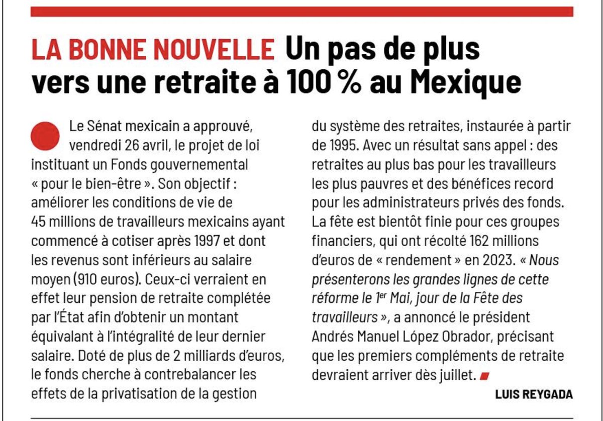 🇲🇽Mexique : Vers une retraite à 100 % pour 45 millions de travailleurs