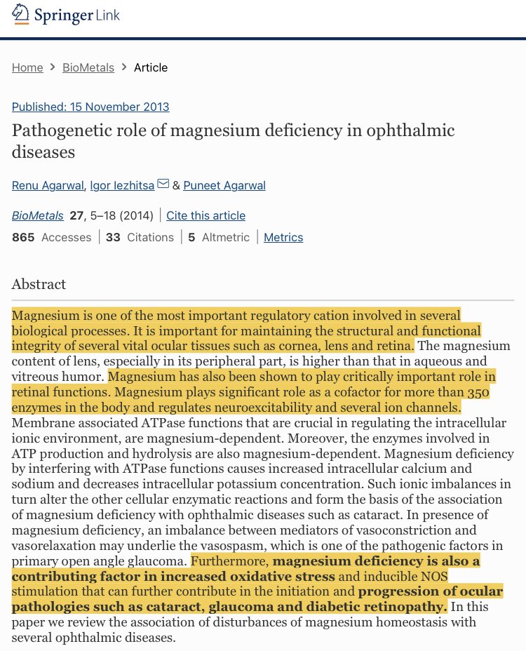 There are eye drops that dissolve cataracts. (Not to be confused with the eye drops used for after cataract surgery to prevent an infection) Glaucoma, cataracts, and diabetic retinopathy are all caused by magnesium deficiency. link.springer.com/article/10.100…