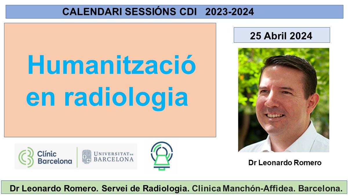 Interesante sesión de la Dr Leonardo Romero sobre: “Humanización en Radiologia” @hospitalclinic @LeoRomero_Rad @ProyectoHURRA @gencat @Radiolegs_CAT @seram_rx @AreaHjt @myESR @RSNA