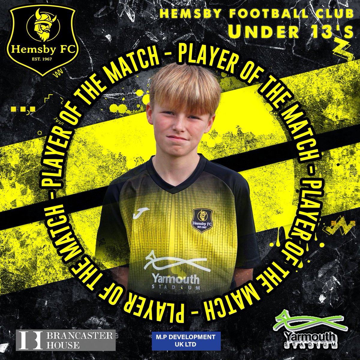 💛🖤U13'S POTM🖤💛
Well Done to this chap from our U13's for being awarded Player of the Match last Thursday! Keep up the fantastic work! #HembsyFC #U13s #PlayerOfTheMatch ⚽️