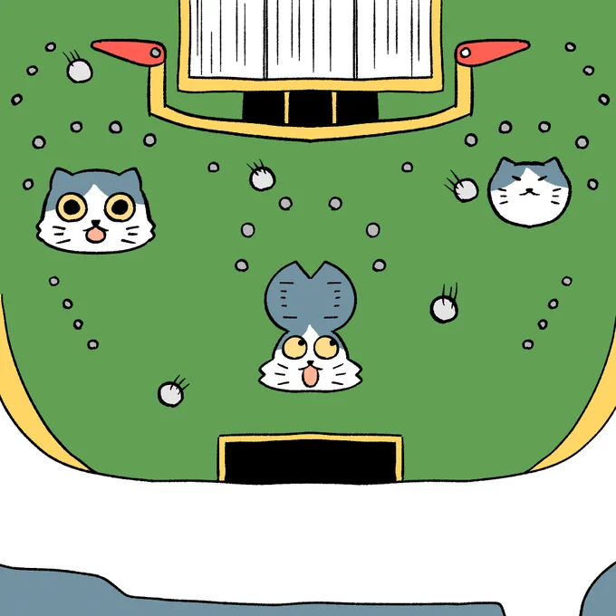 #本ミリバール玉が入ると羽が動いて真ん中が開く猫です 