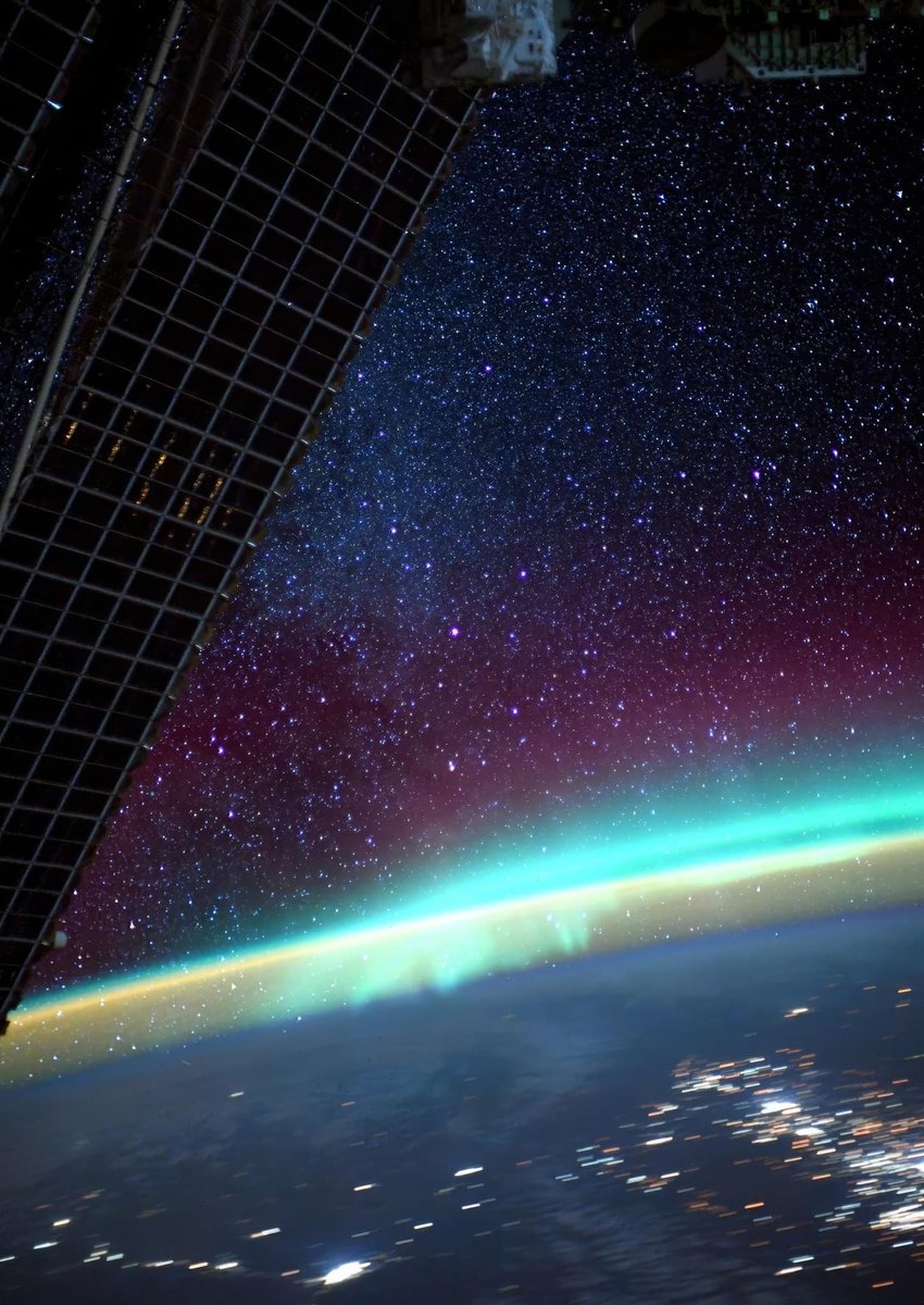 Night side of Earth and Aurora borealis as seen from ISS by Thomas Pesquet (thom_astro on IG)