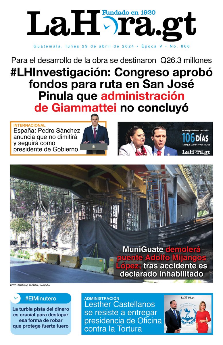 #PORTADADEHOY 

#LHInvestigación: Congreso aprobó fondos para ruta en San José Pinula que administración de Giammattei no concluyó

👉 lnk.bio/s/lahoragt/238…